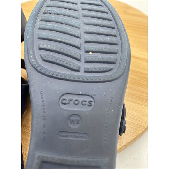 Crocs Women's Patricia Navy Blue Lavender Slide Wedge Heel Sandals Size 6 - Picture 9 of 10